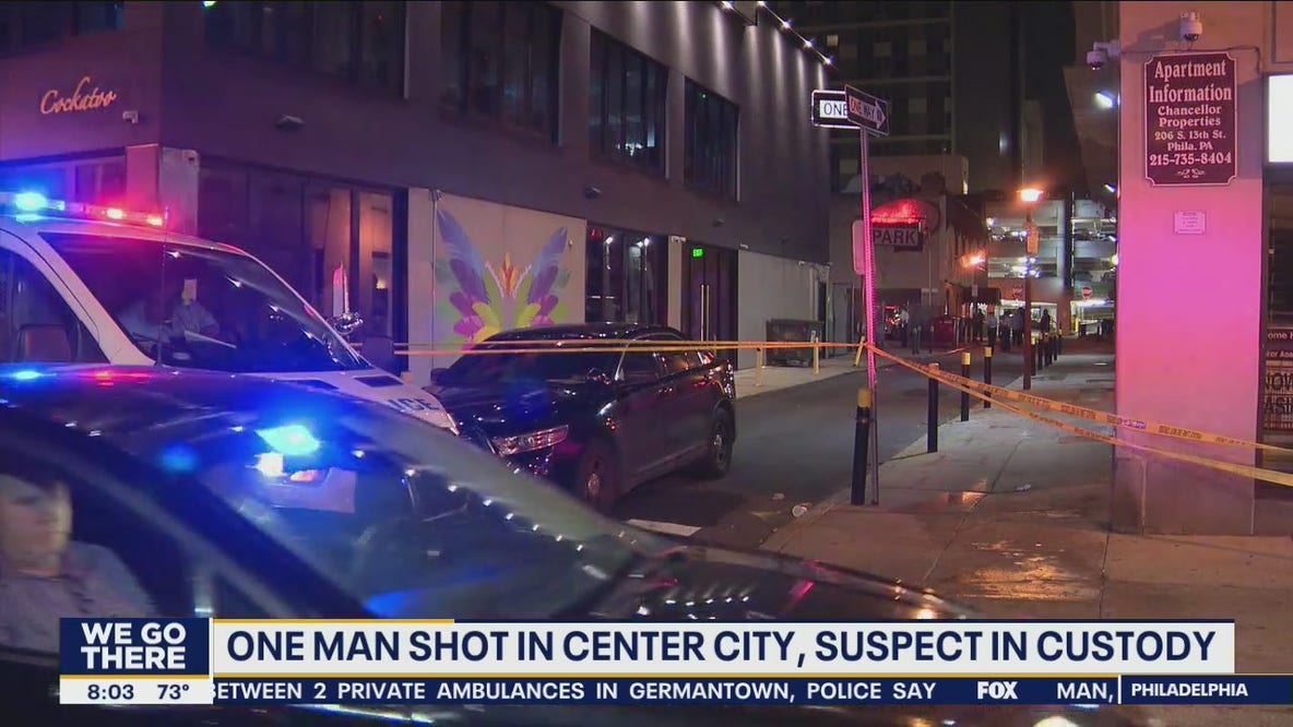 One man shot in Center City, suspect in custody
